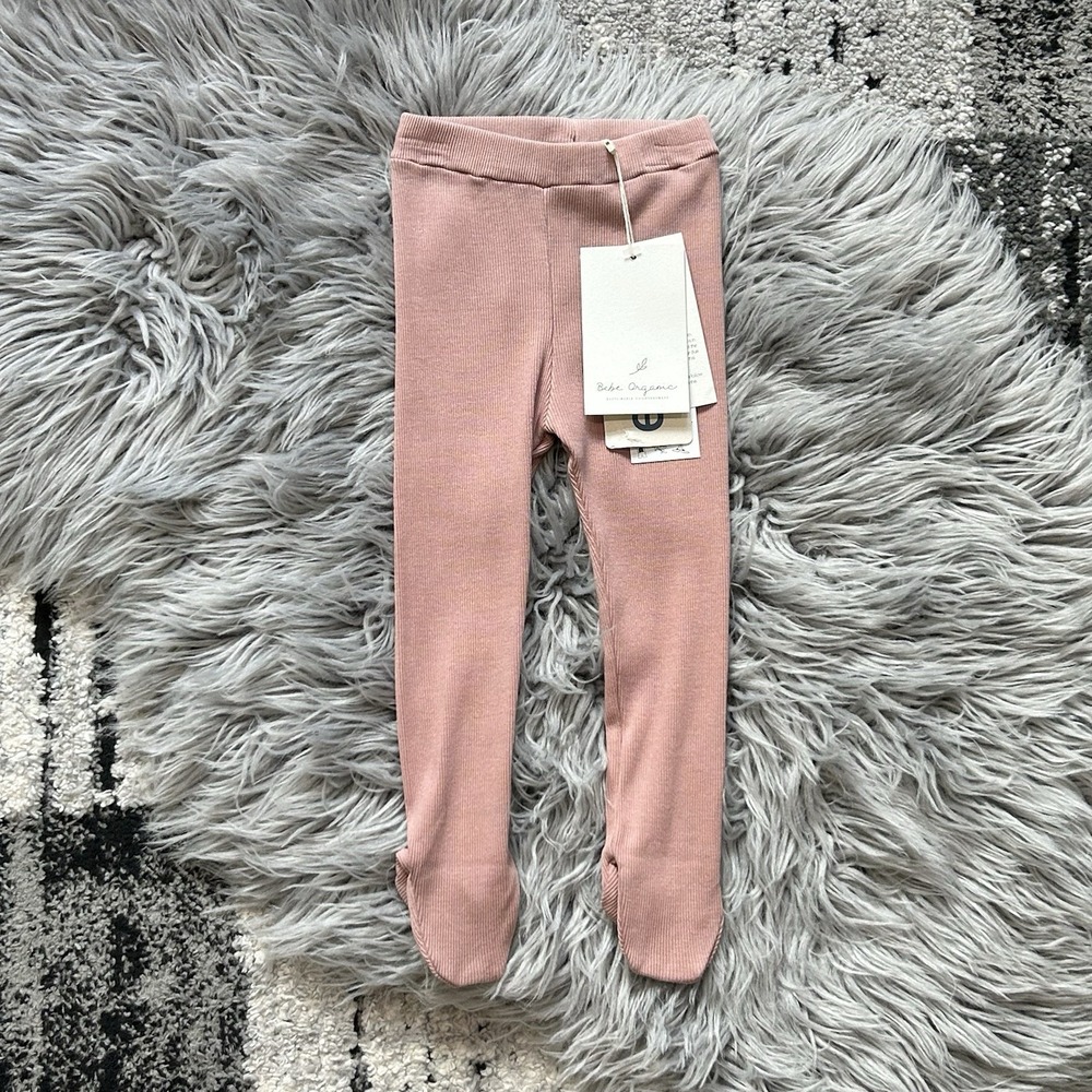 Bebe Organic Gaia Footed Legging Natural Dye Mellow Rose Pants Size 9month